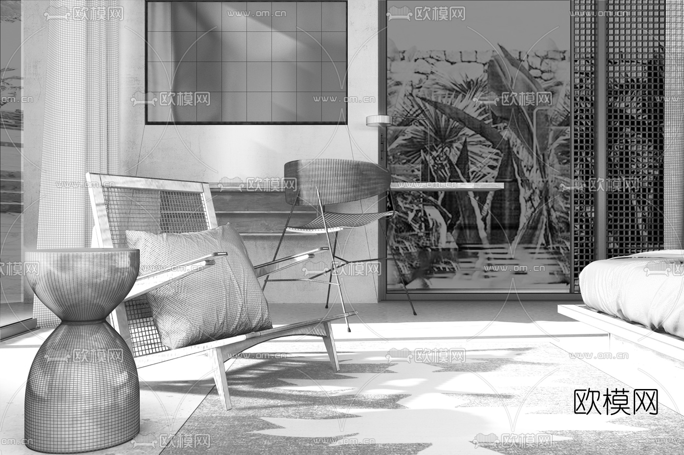 Lambs and Lions设计 自然风酒店客房3d模型下载（渲染图6）