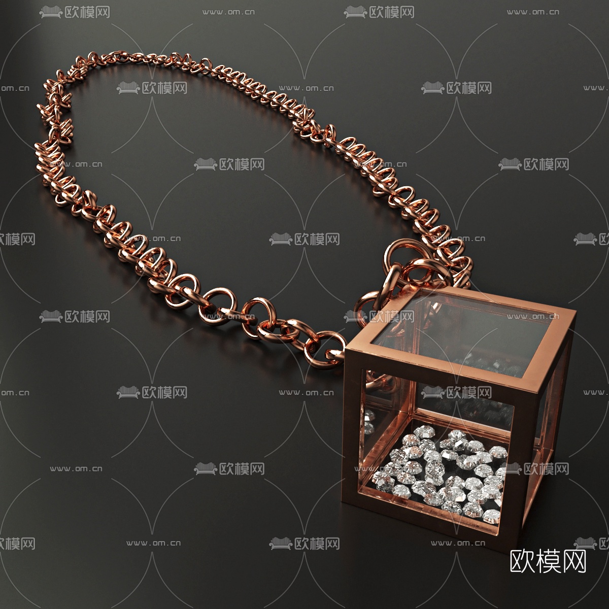 现代珠宝首饰项链3d模型下载（渲染图1）