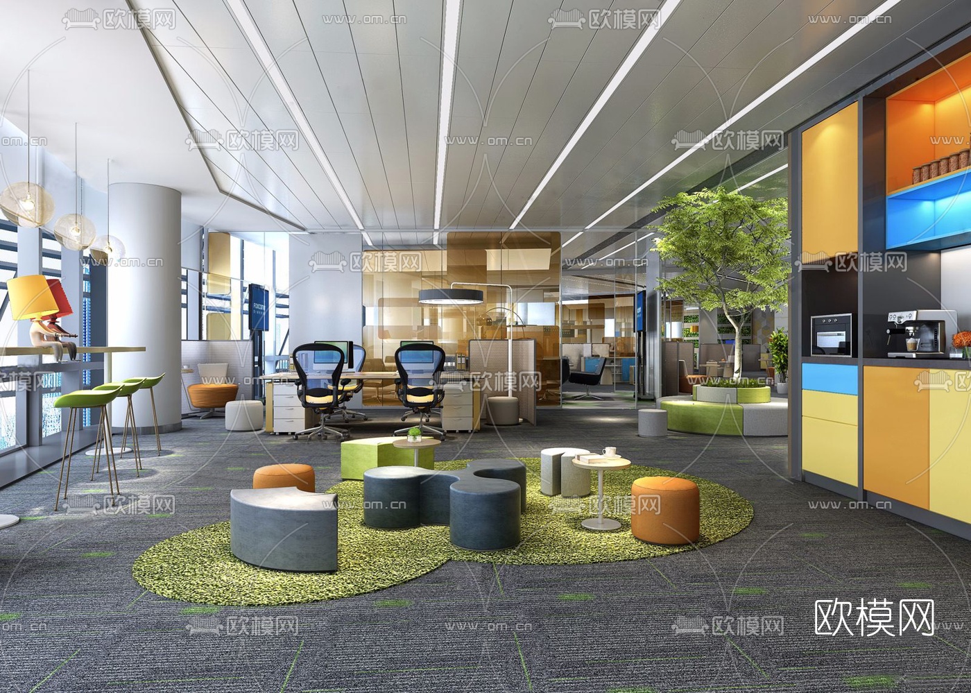 现代办公休息区3d模型