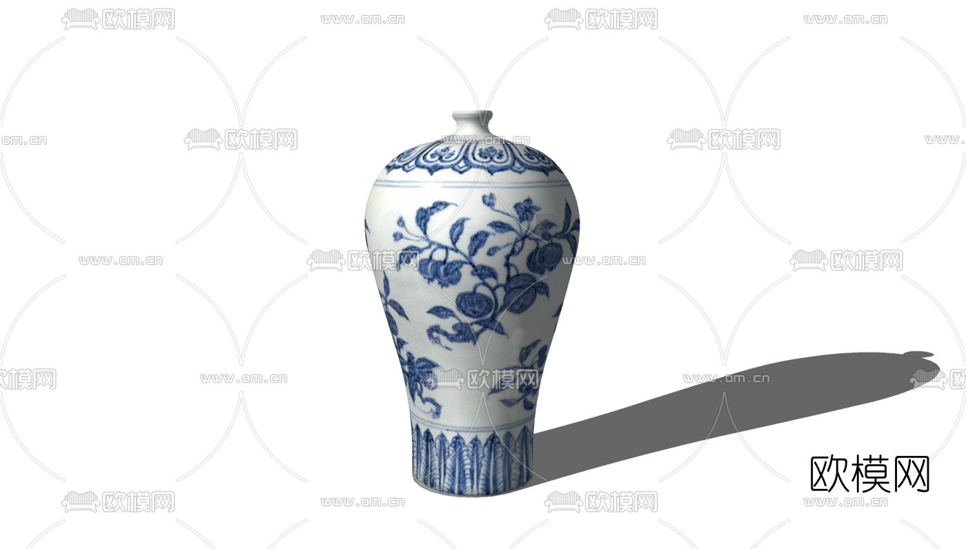 中式陶瓷花瓶免费su模型下载