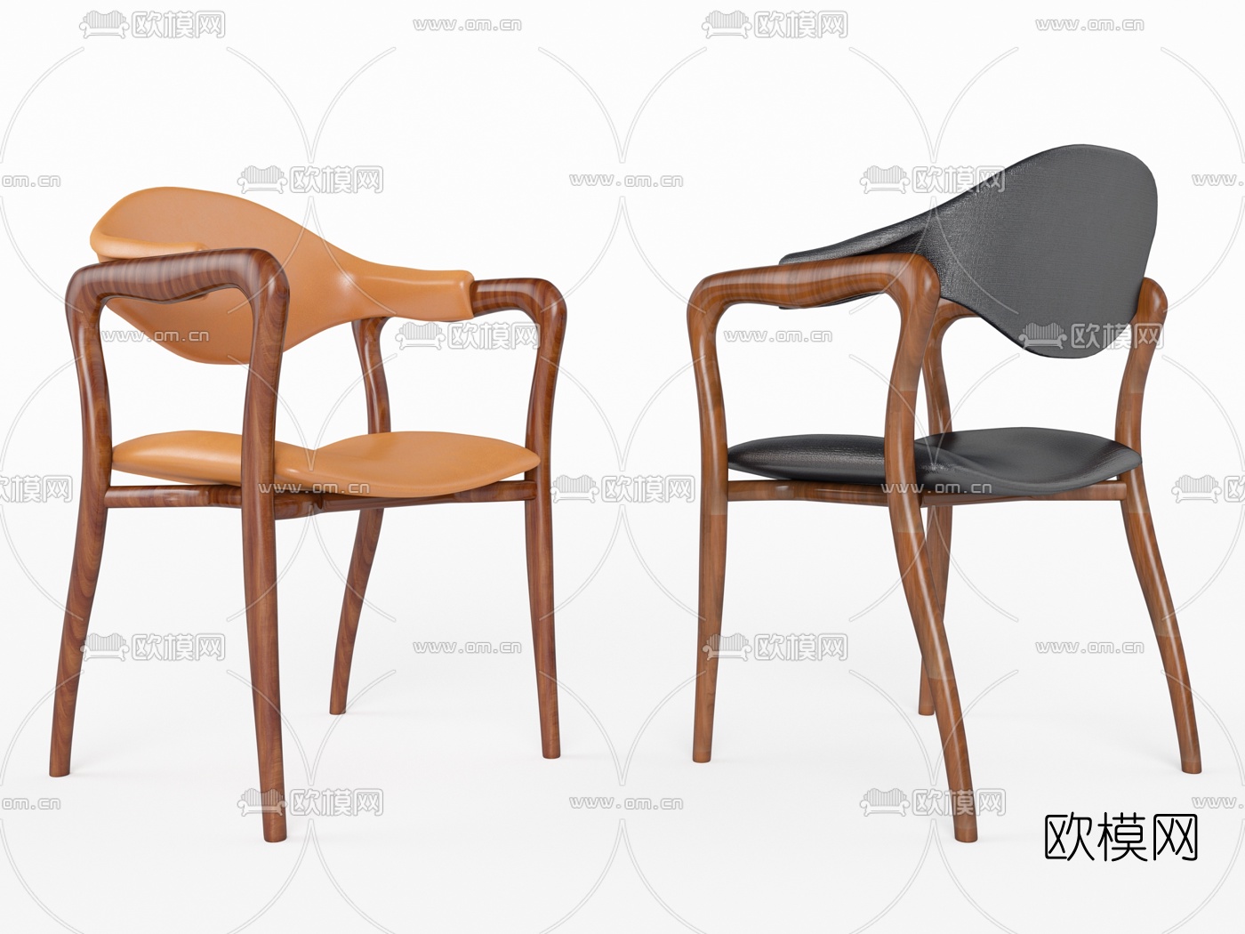 现代实木休闲椅3d模型下载（渲染图1）