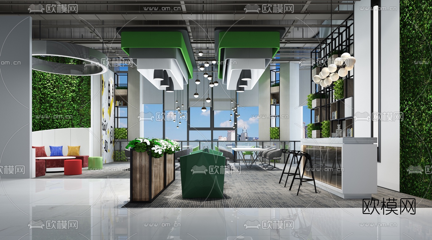 现代办公休息区3d模型