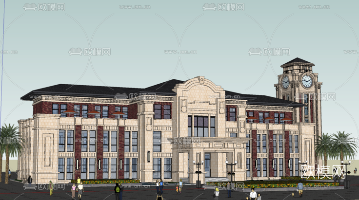 欧式文化活动中心su模型下载