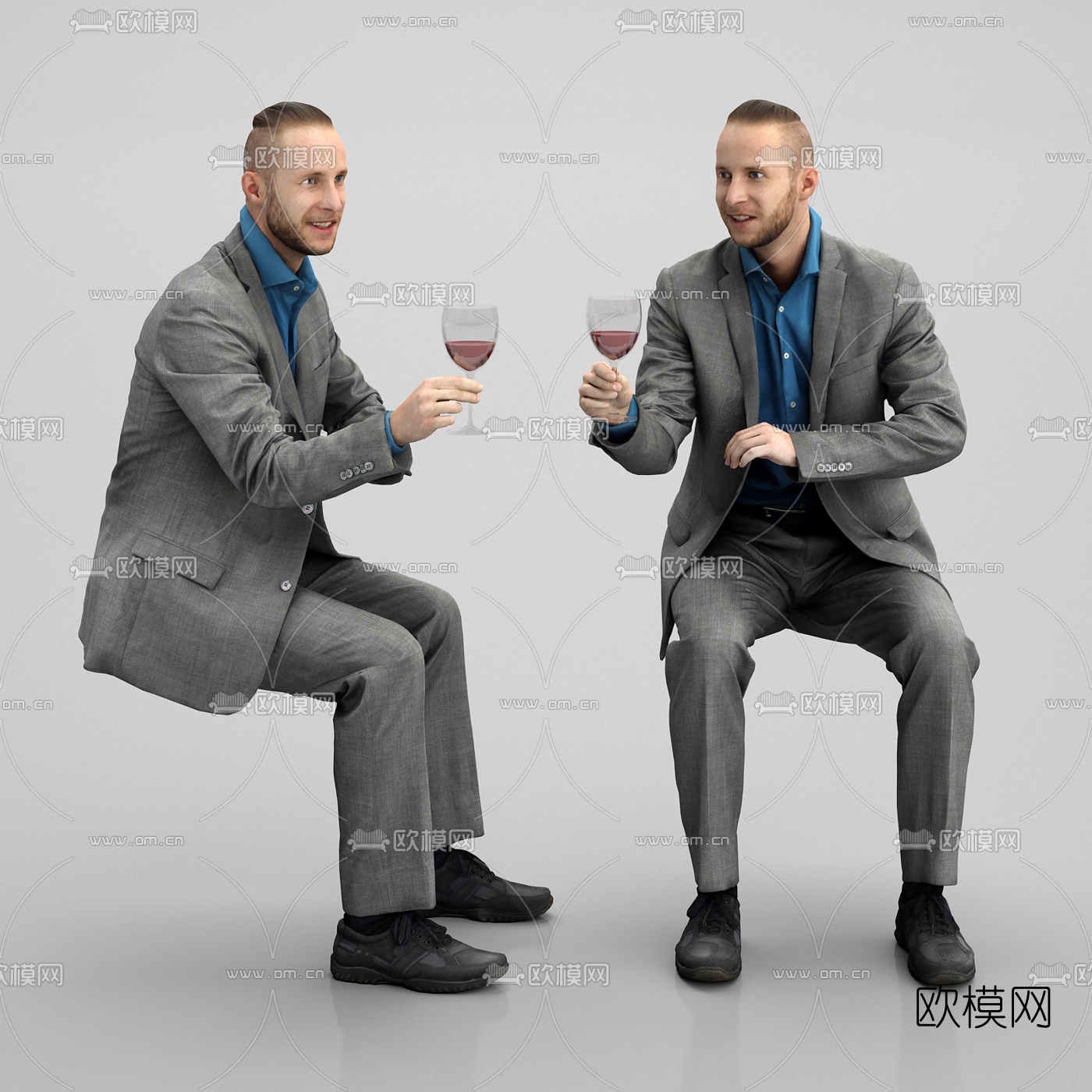 现代坐姿人物3d模型
