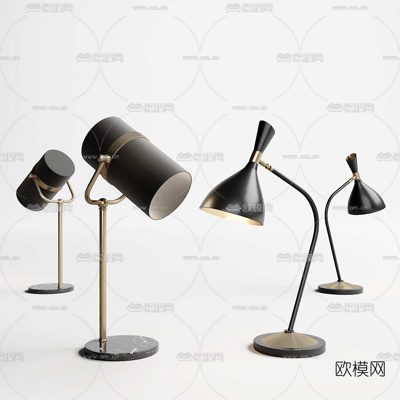 现代金属台灯3d模型-免费3dmax模型库-欧模网