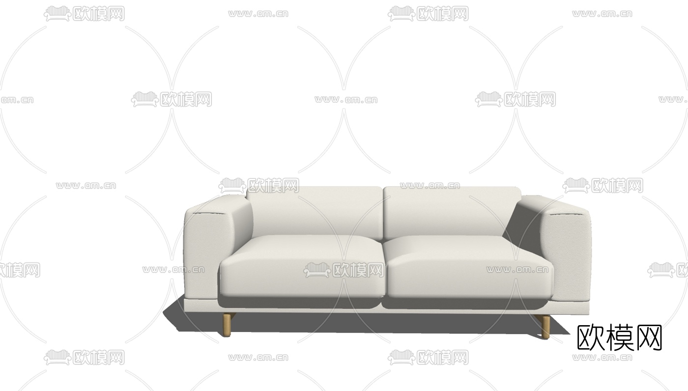 现代皮革双人沙发免费su模型下载（渲染图2）
