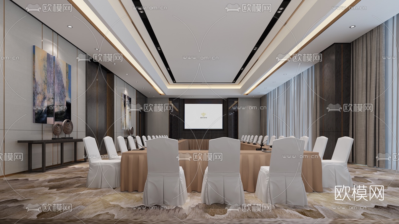 现代酒店会议室报告厅3D模型