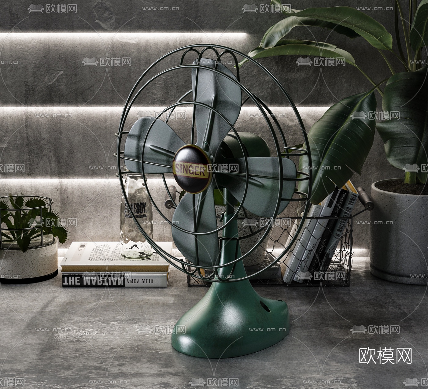 工业风复古风扇3d模型下载（渲染图5）