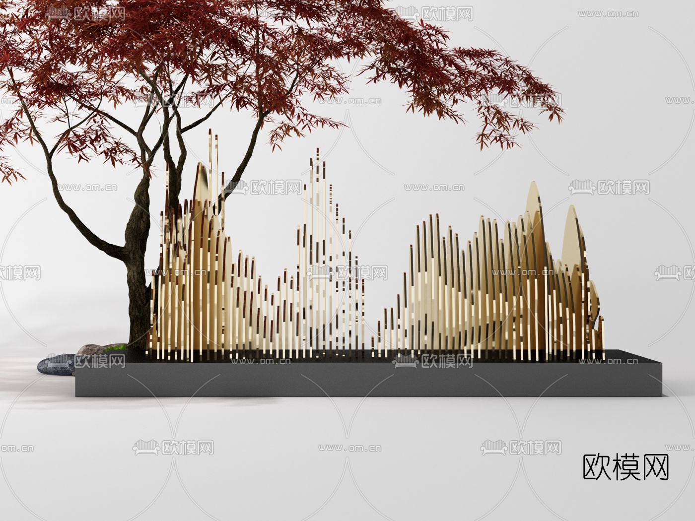 新中式抽象山体3D模型下载（渲染图2）