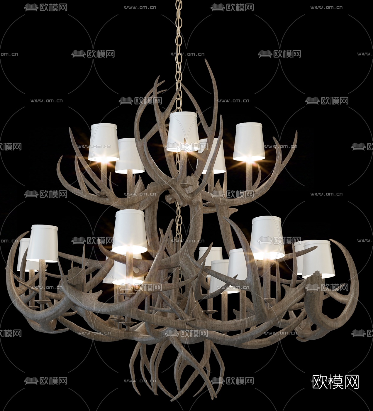 欧式时尚水晶吊灯组合3D模型-免费3dmax模型库-欧模网