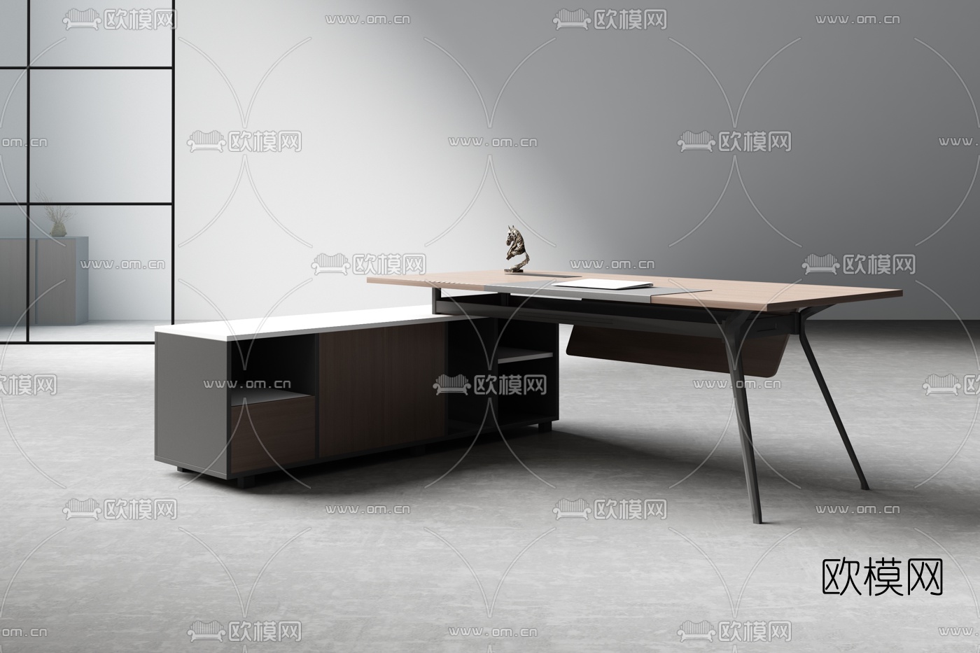 现代办公班台桌3d模型