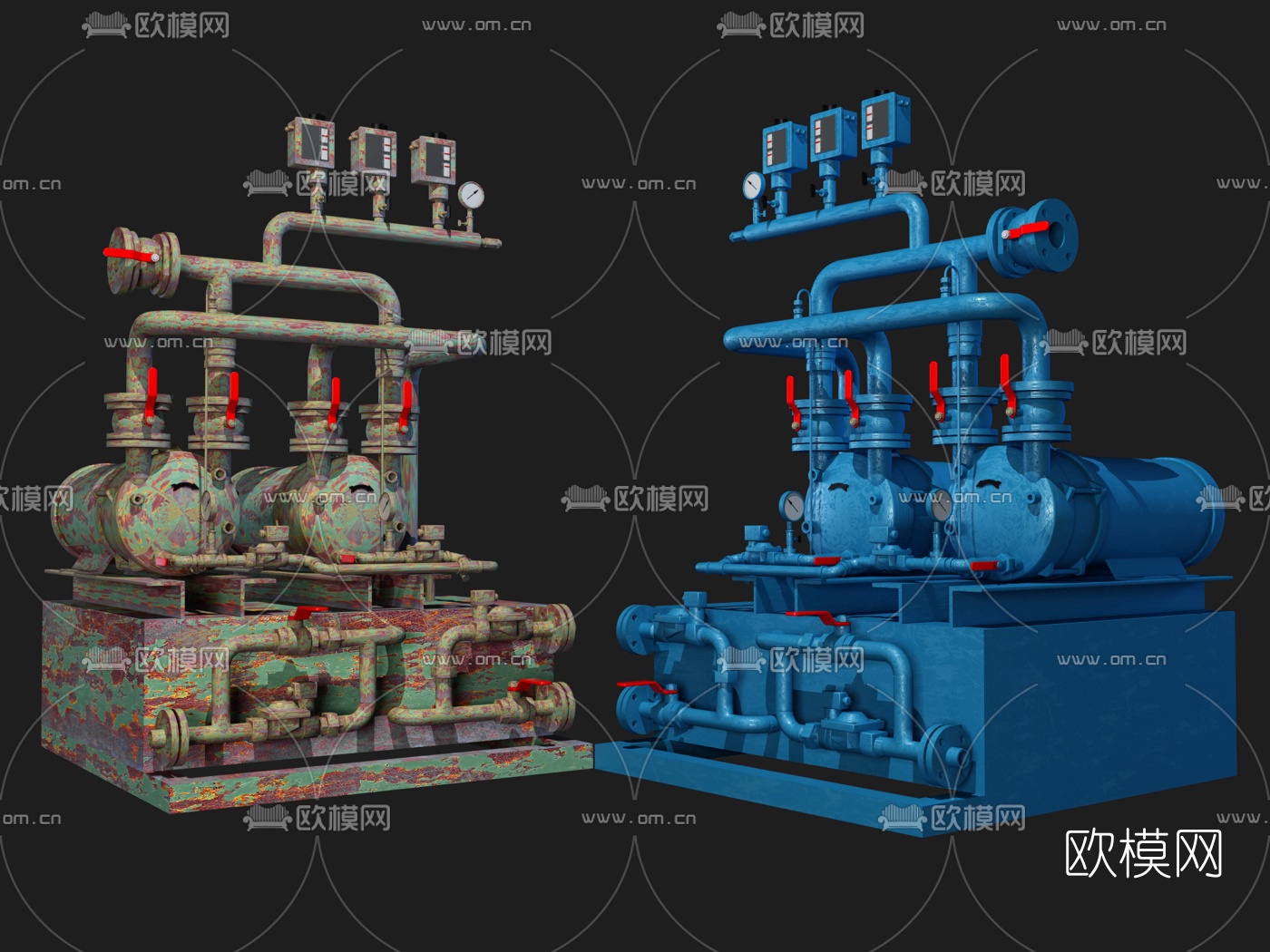 现代水管工业设备3d模型下载（渲染图1）