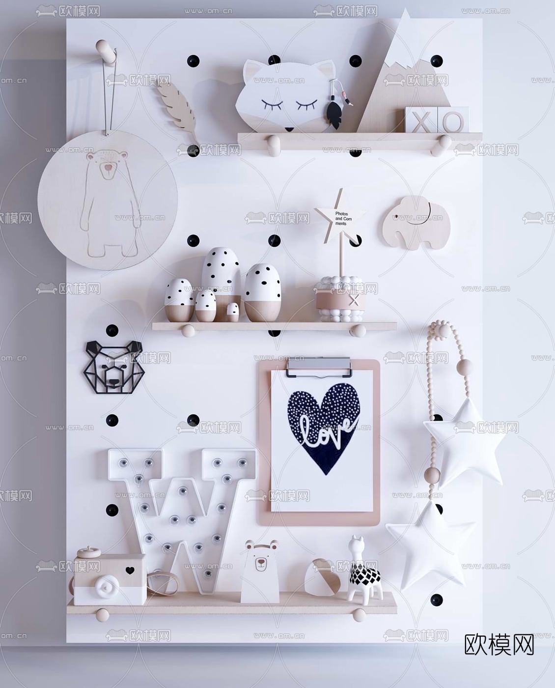 北欧儿童装饰柜壁柜3d模型下载