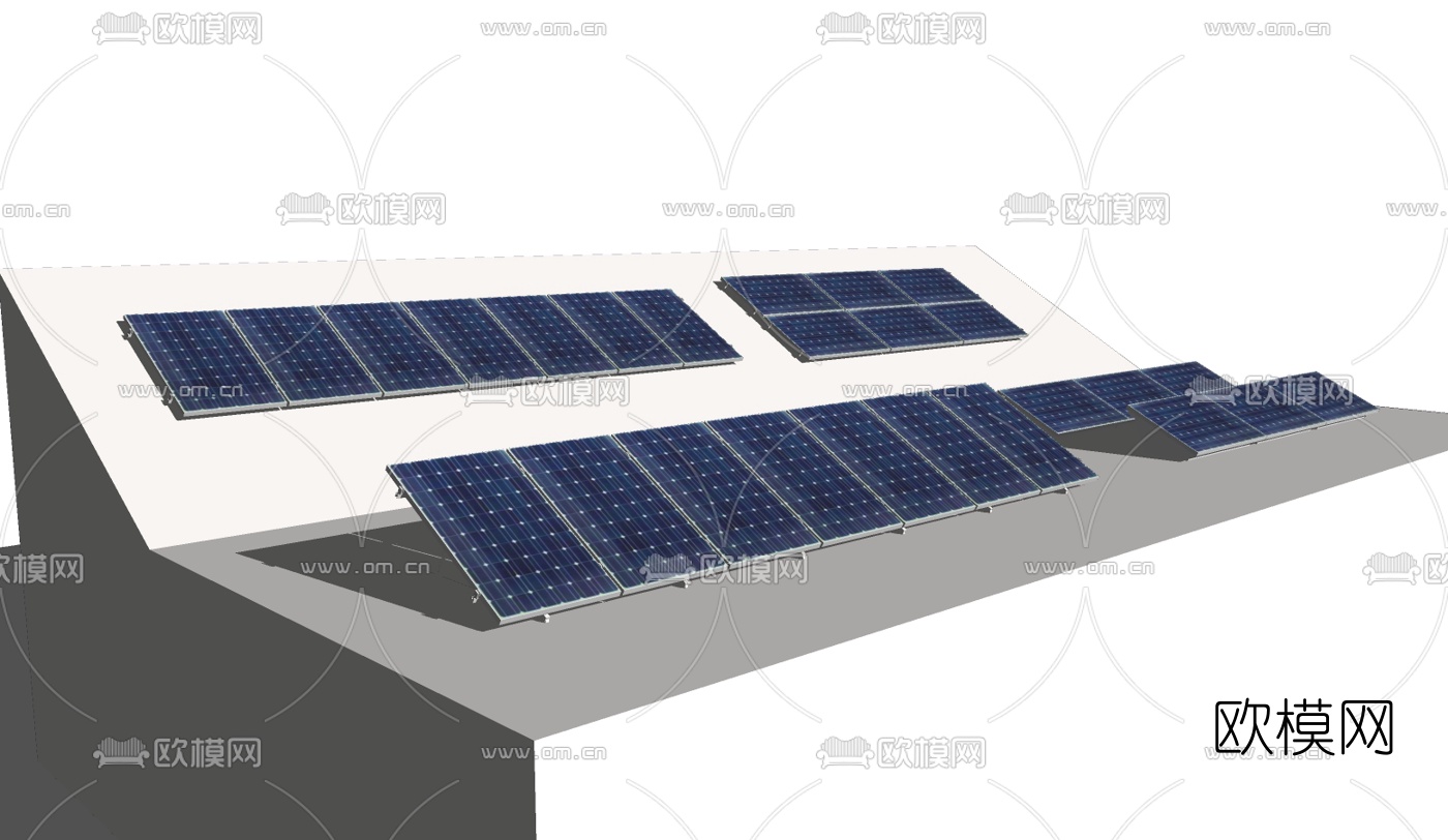 现代太阳能电池板免费su模型下载