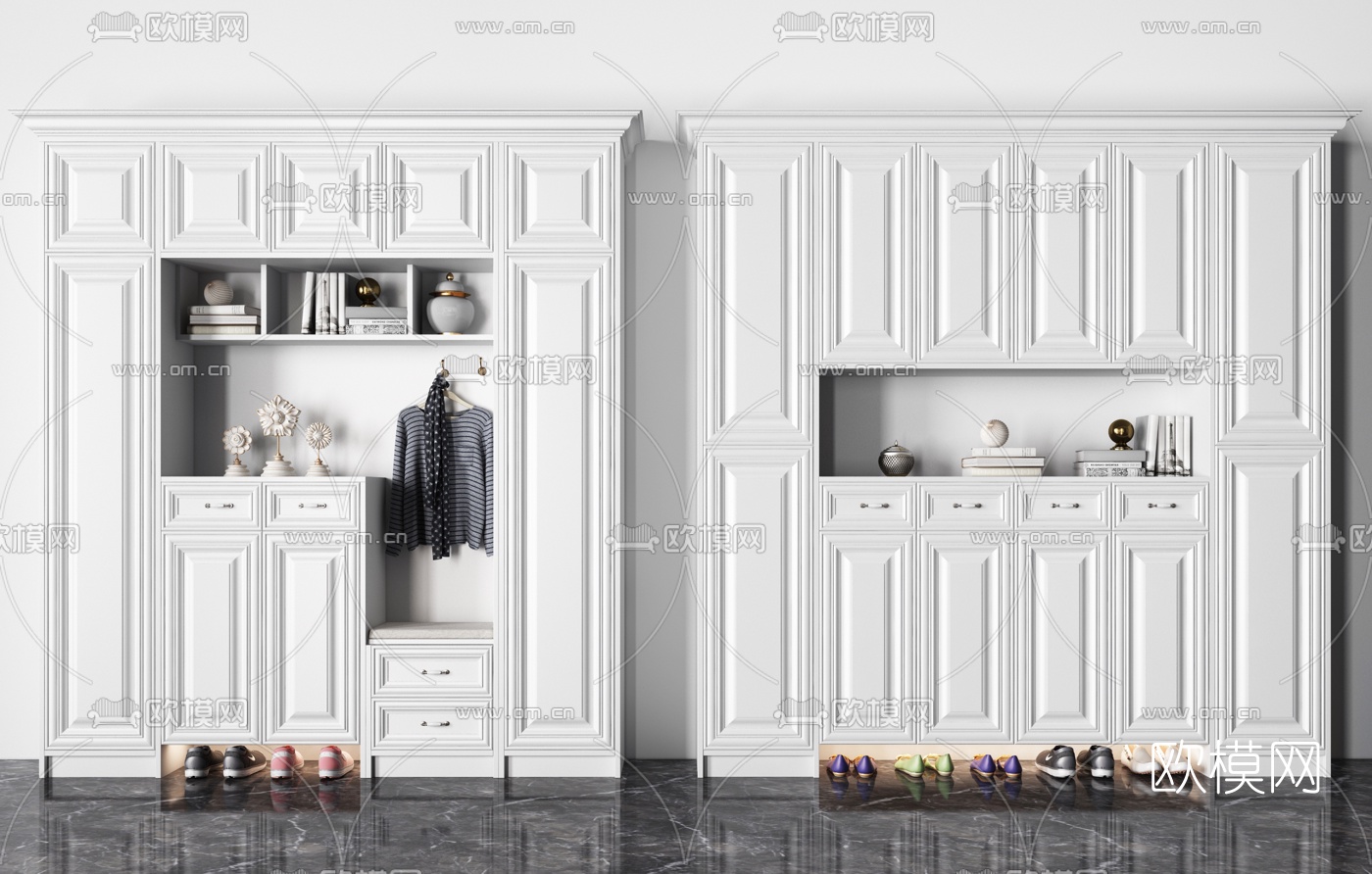 简欧多功能鞋柜3d模型下载