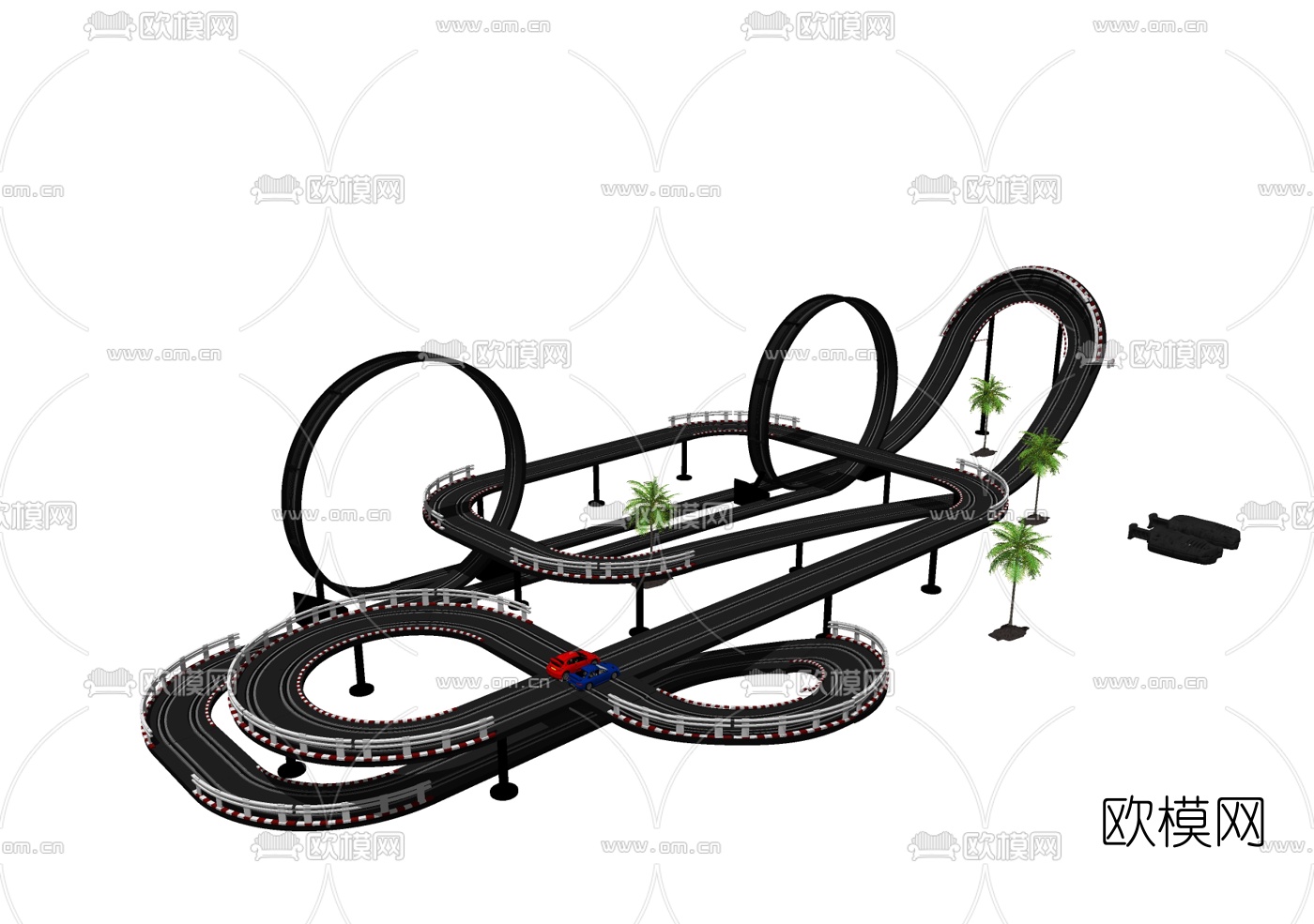 现代儿童赛车轨道玩具su模型下载