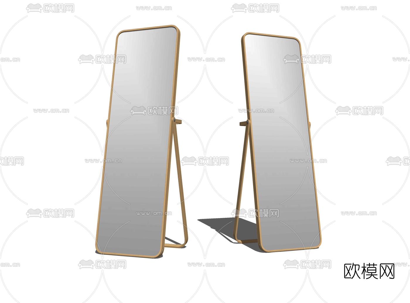 现代金属落地镜su模型下载