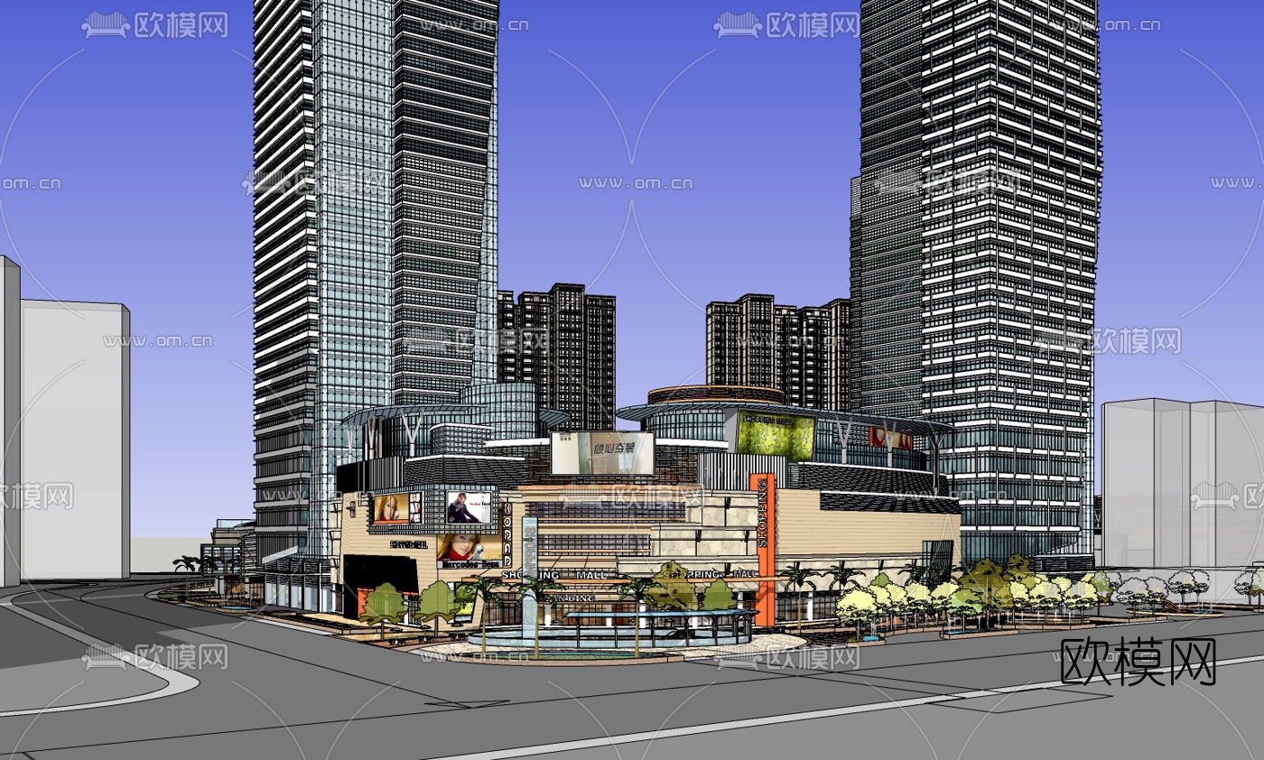 现代商业综合体su模型下载（渲染图1）