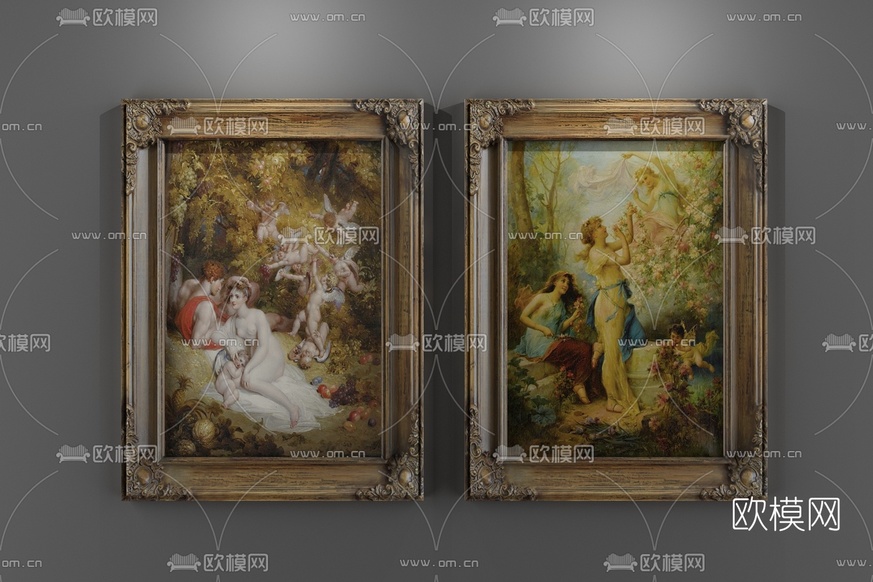 欧式挂画装饰画3D模型下载