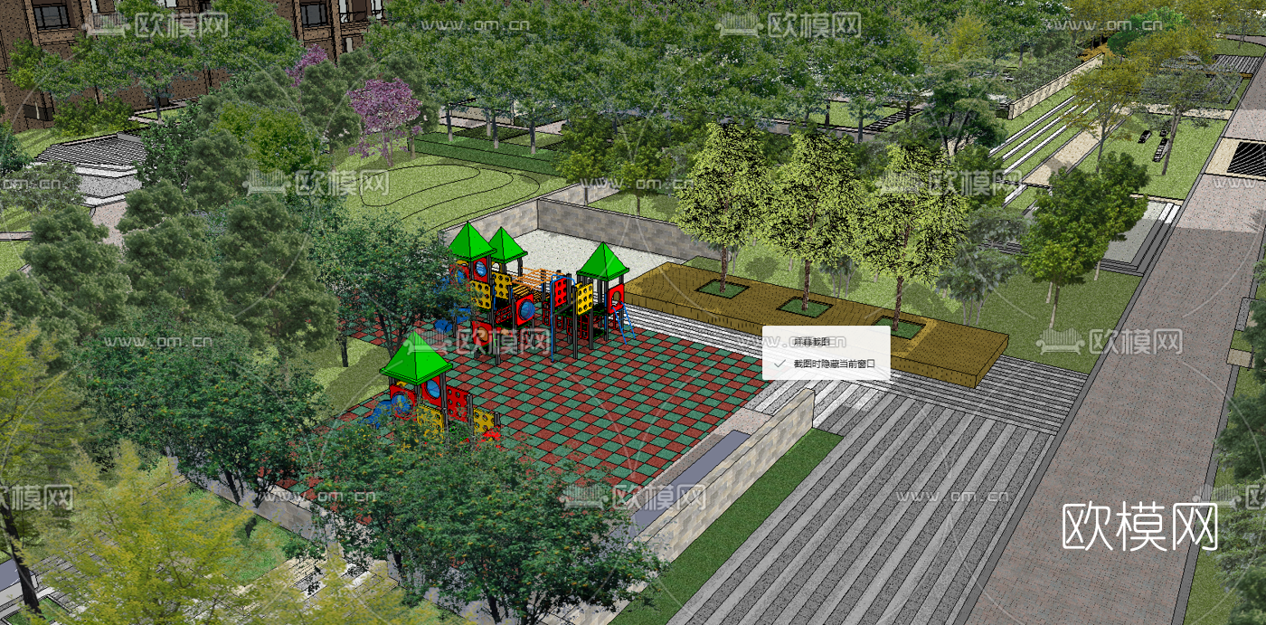 现代小区规划su模型下载（渲染图5）