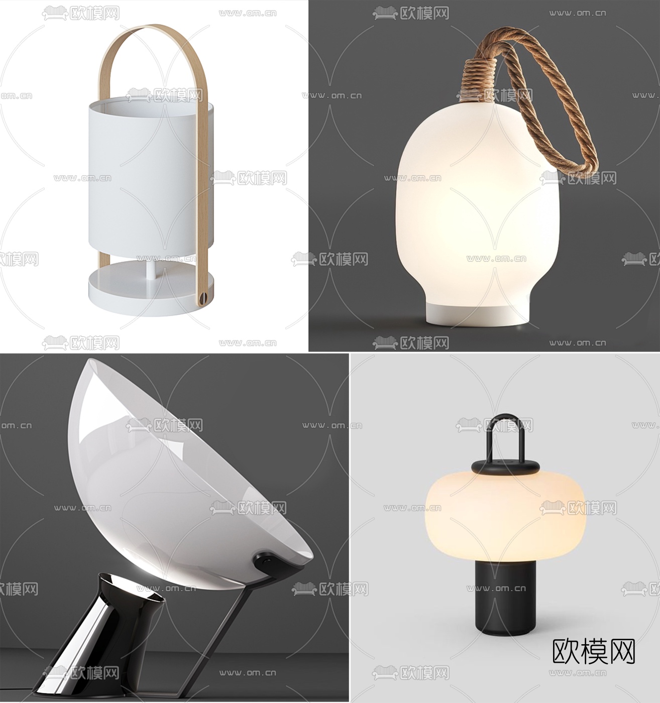 现代玻璃台灯3d模型下载