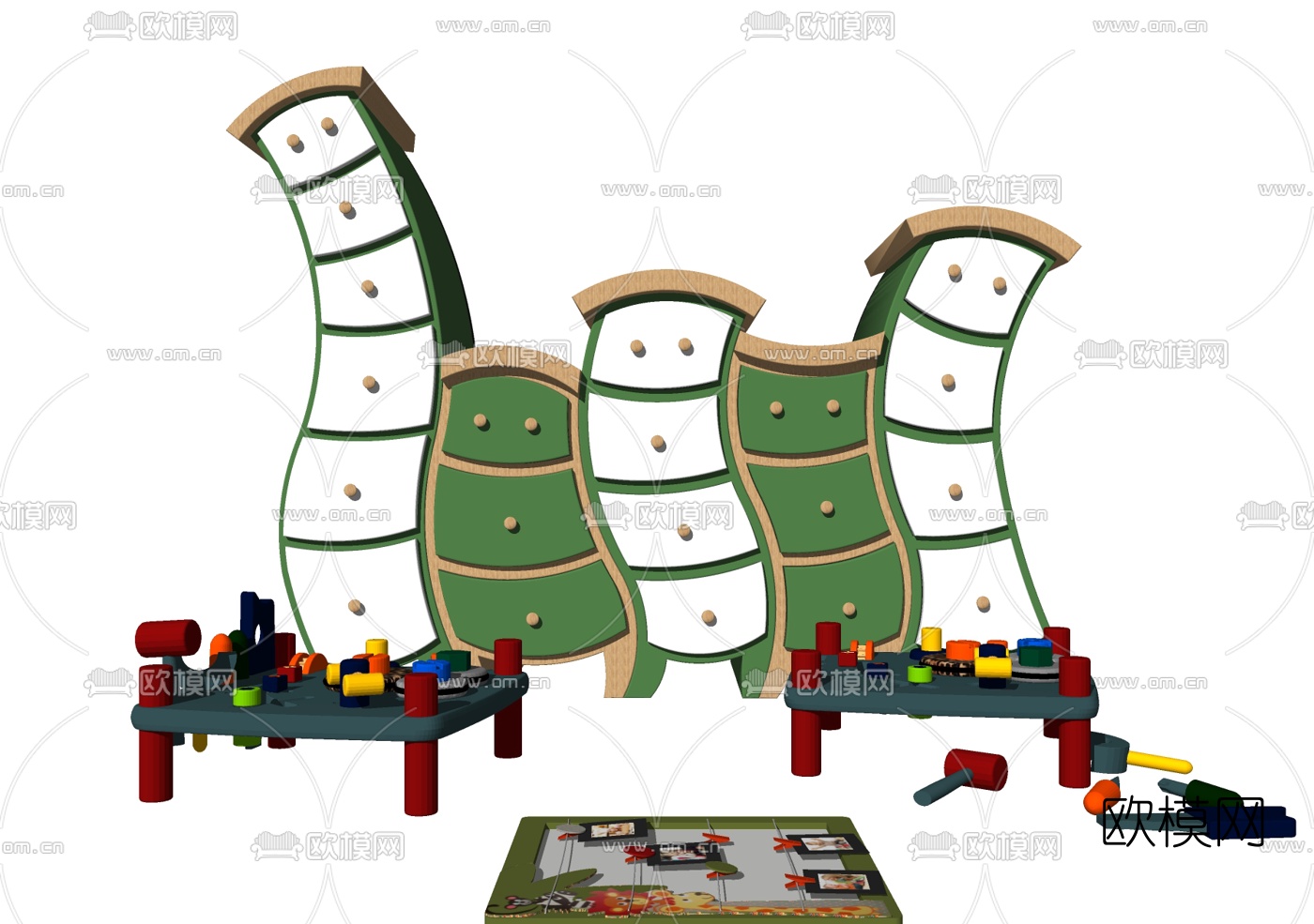 北欧木质儿童柜玩具su模型下载