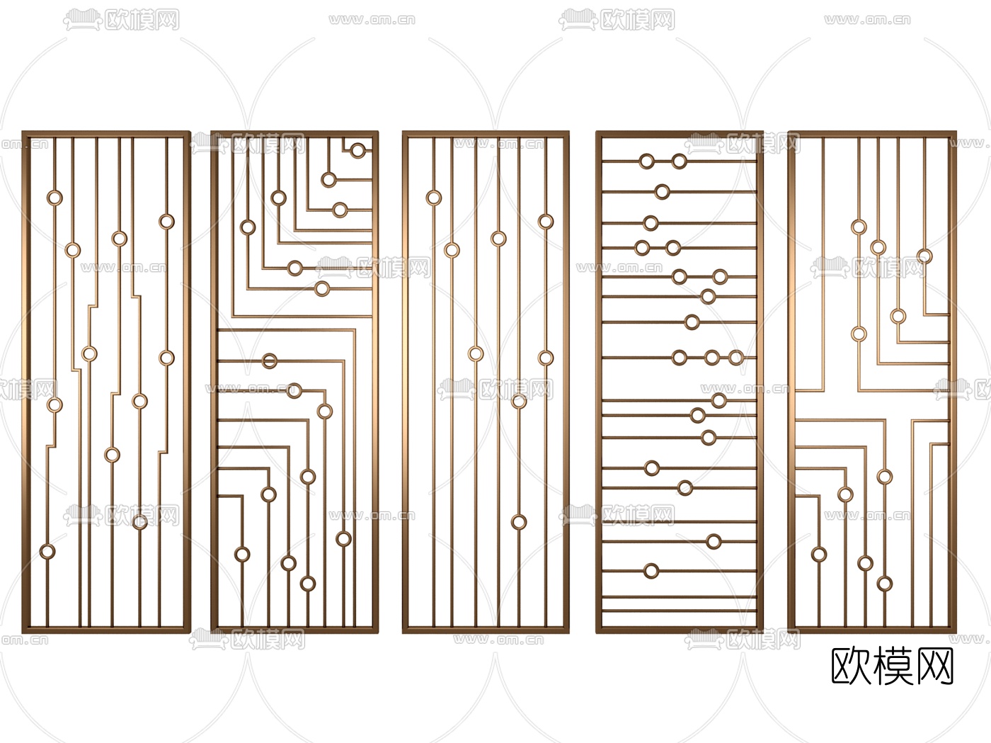 现代金属屏风隔断3d模型下载