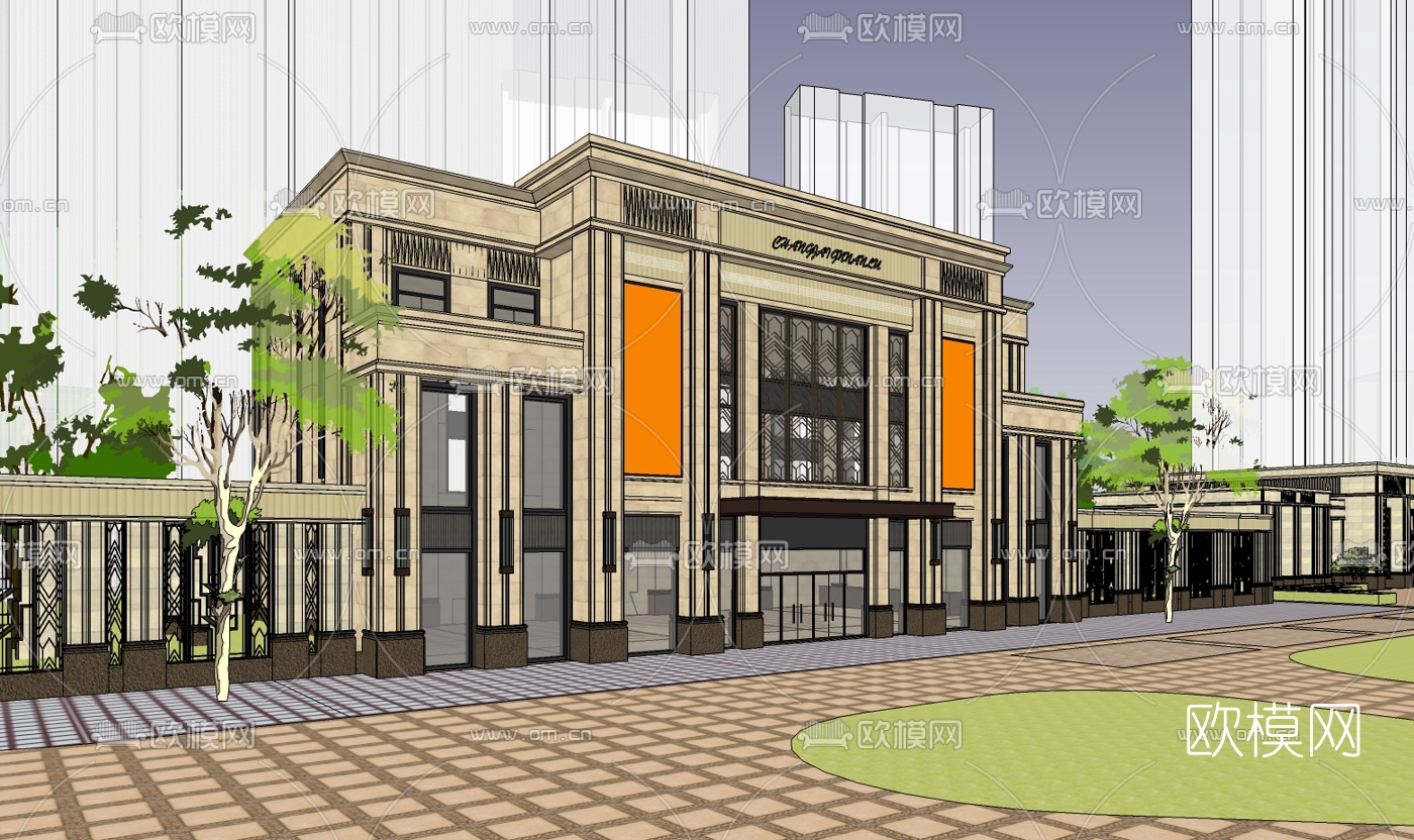 新古典售楼处su模型下载（渲染图4）