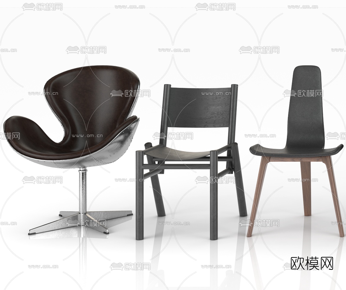 现代布艺单椅组合3d模型下载（渲染图4）