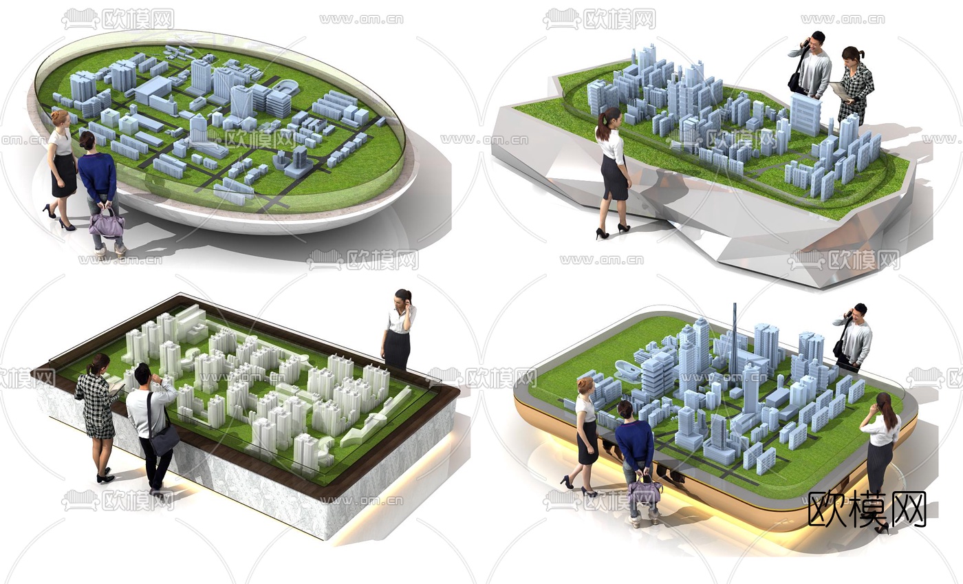 现代售楼处沙盘展台3d模型-免费3dmax模型库-欧模网