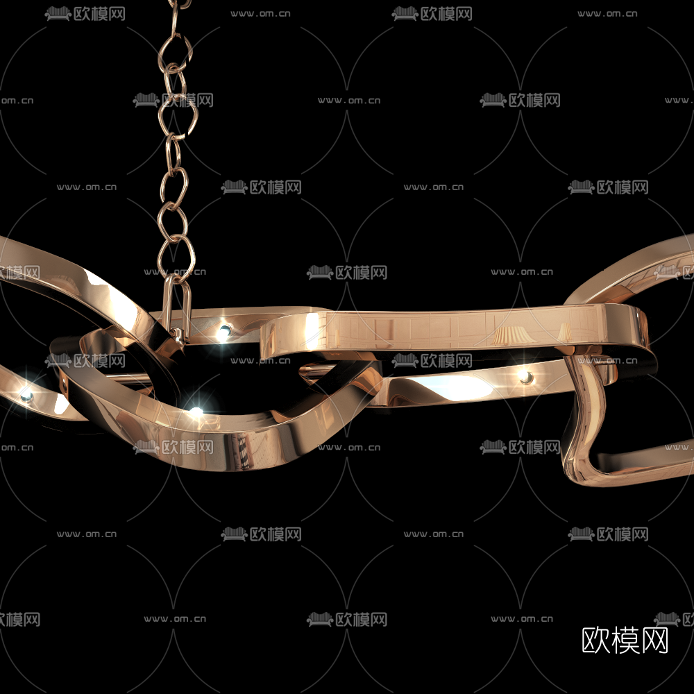 现代精致金属艺术吊灯3D模型