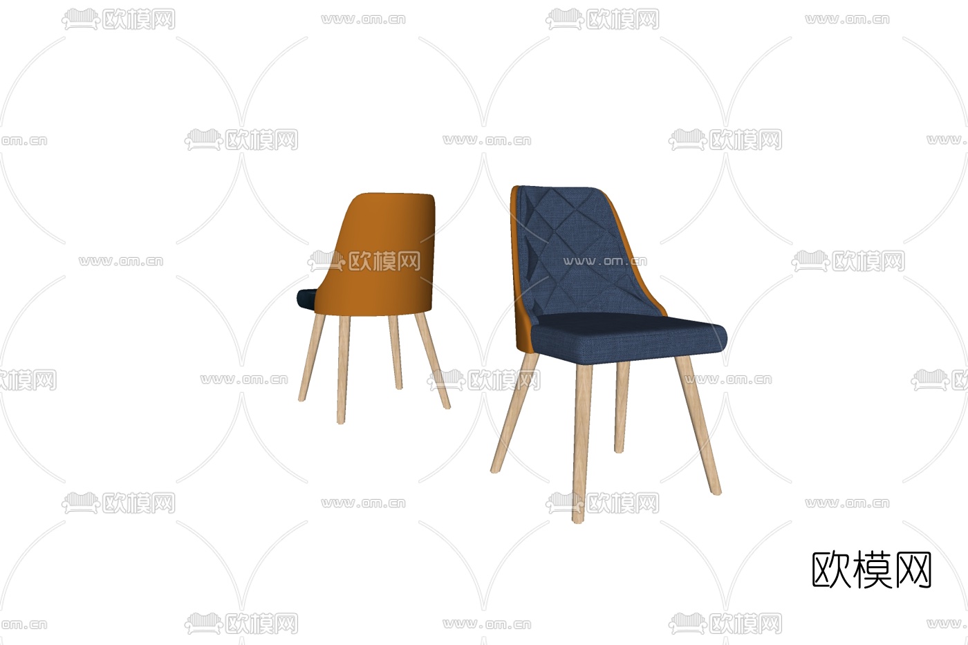 北欧布艺休闲椅su模型下载