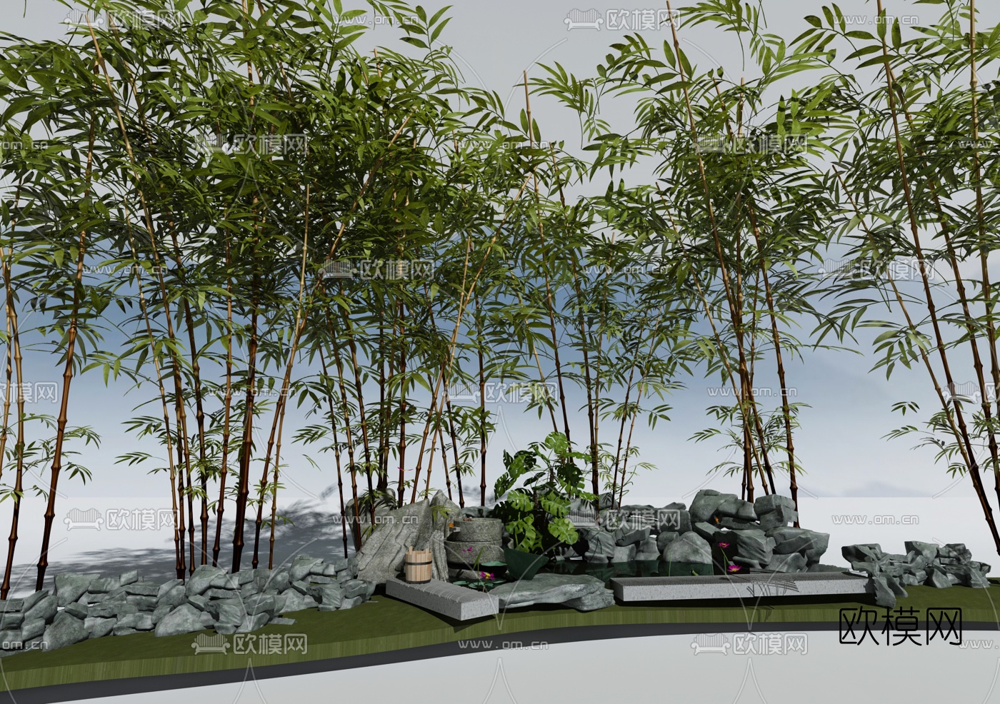 新中式竹林景观3D模型