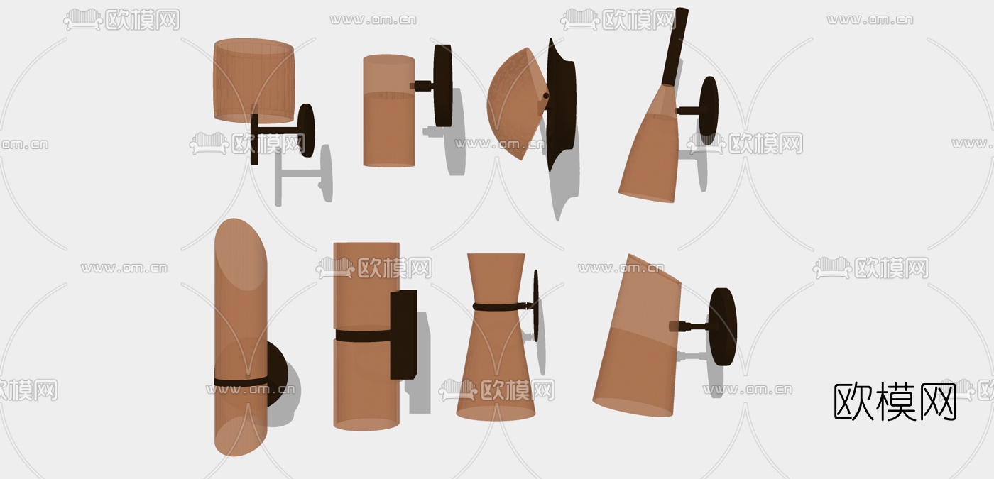 现代金属壁灯su模型下载