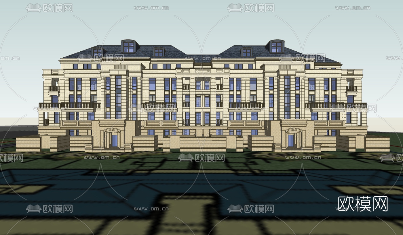 法式别墅su模型下载（渲染图1）