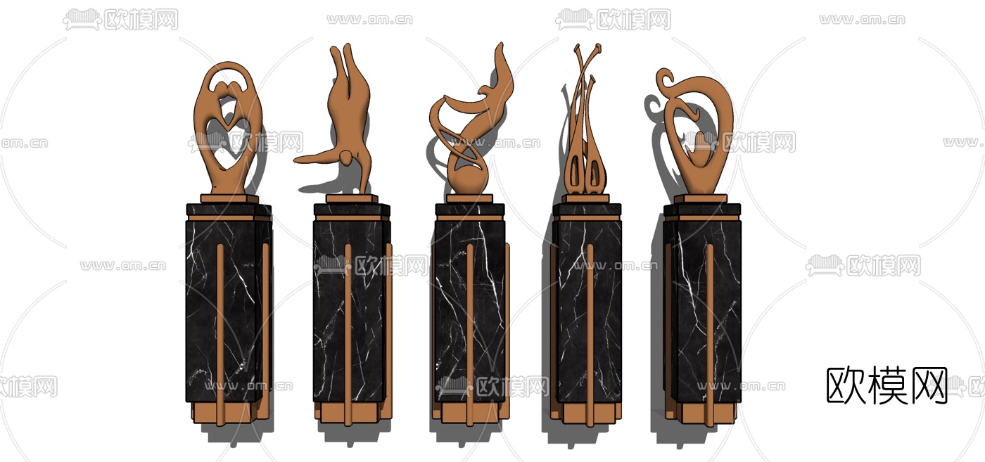 现代雕塑摆件组合su模型下载