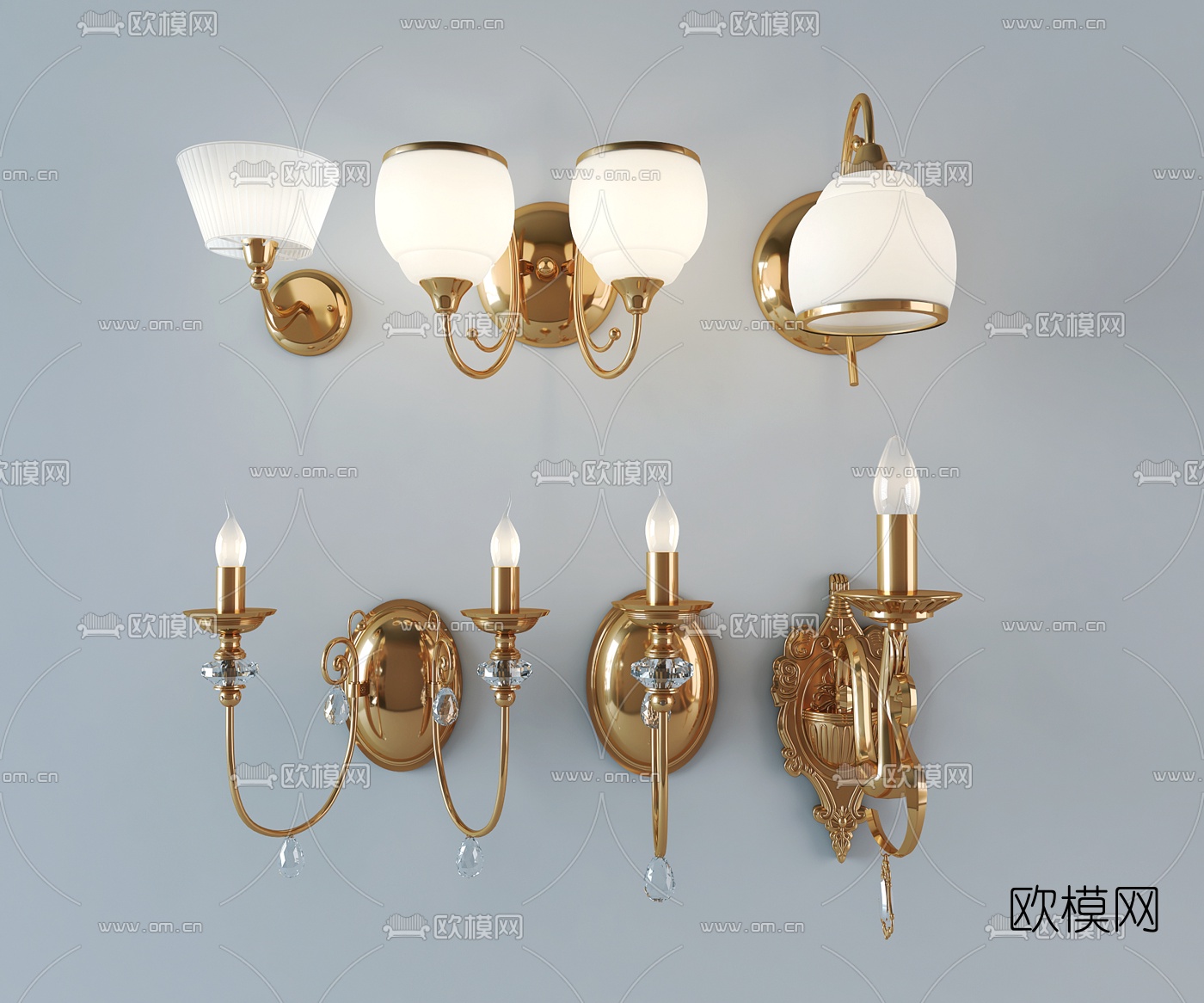 美式金属壁灯3d模型下载