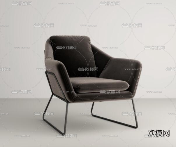 现代皮革休闲椅免费3d模型下载（渲染图2）