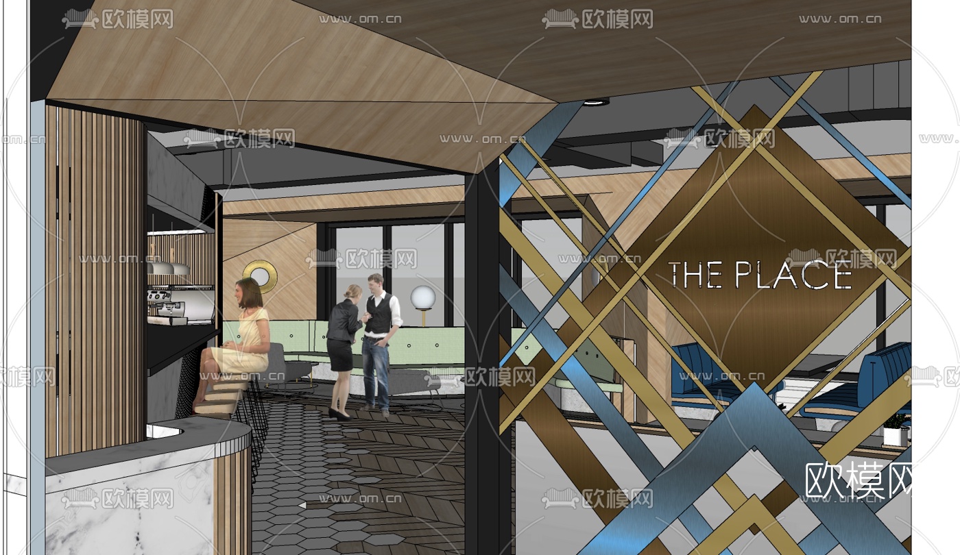 北欧茶餐厅免费su模型下载（渲染图1）