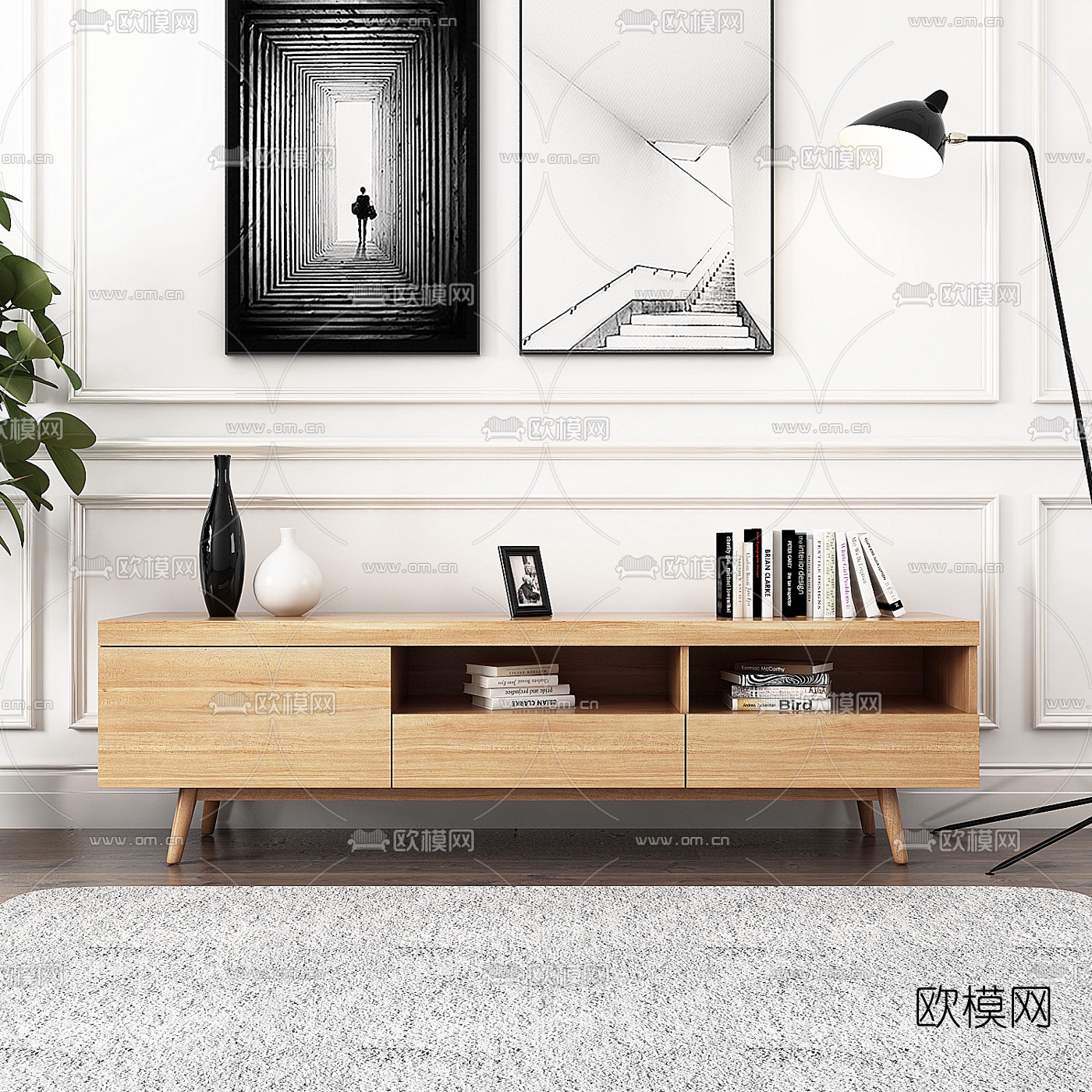 北欧简约电视柜3d模型下载