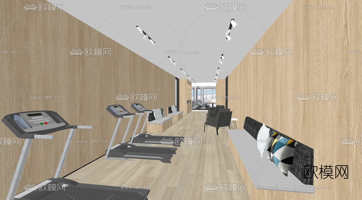 现代办公区su模型下载（渲染图6）