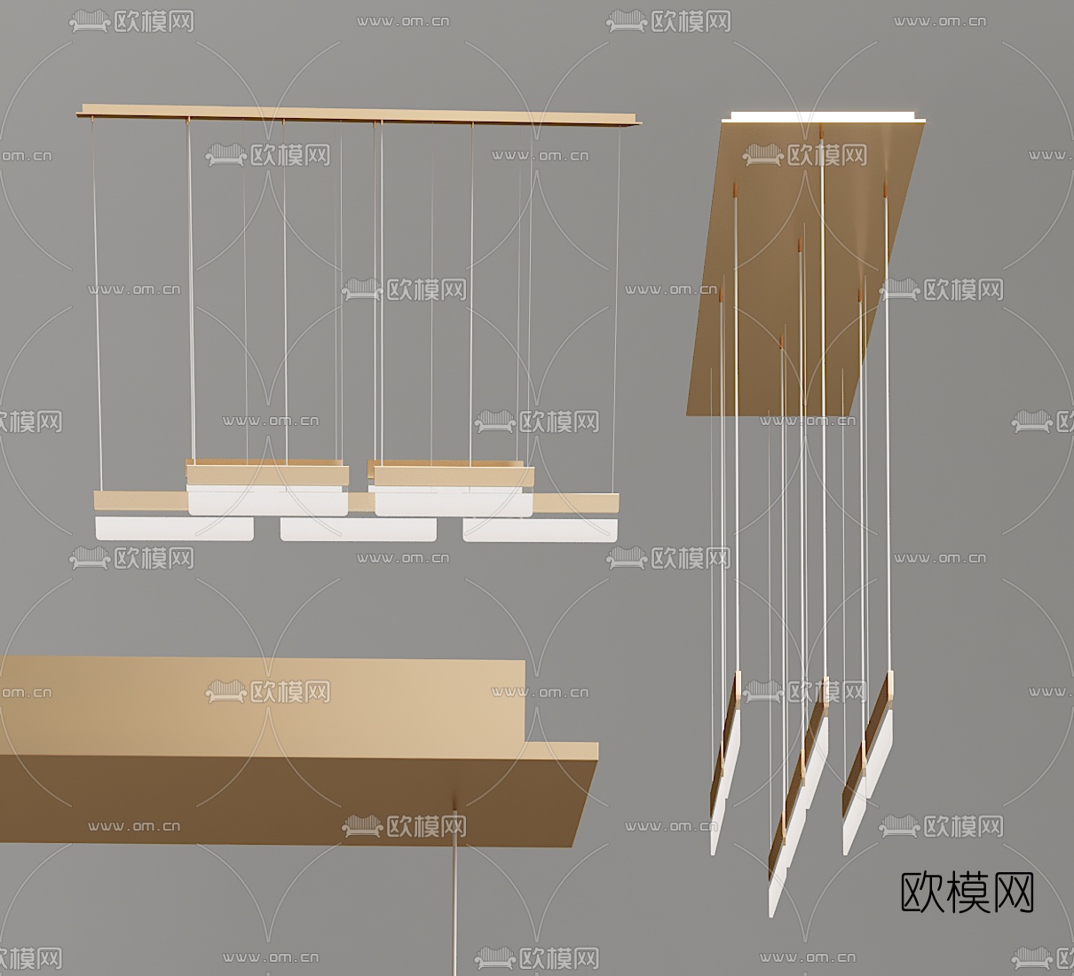 现代简约金属办公吊灯3d模型