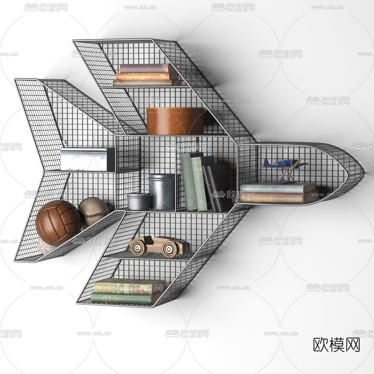 工业风飞机造型网格壁架3d模型下载（渲染图1）