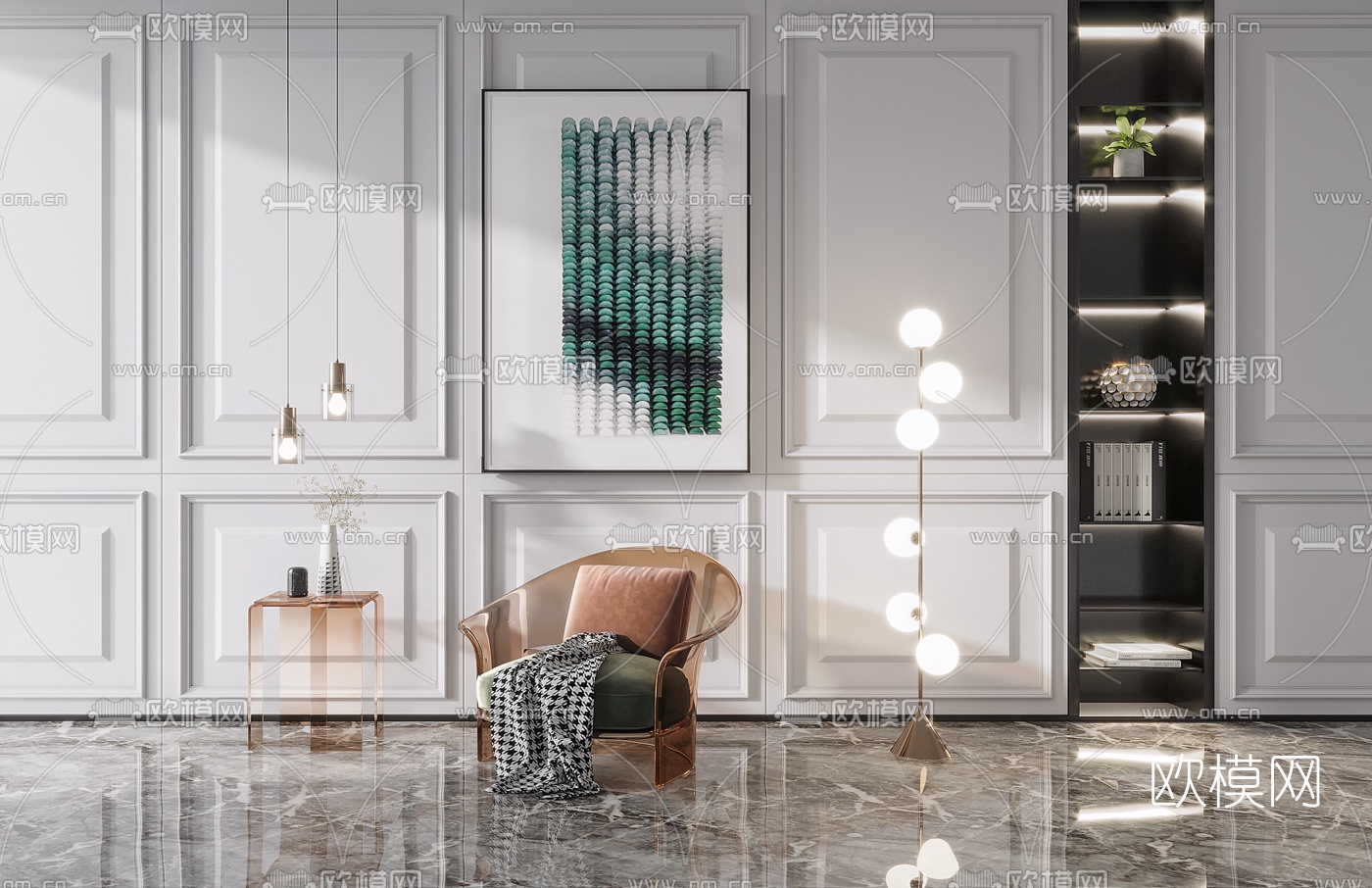 现代亚克力单人沙发3d模型下载