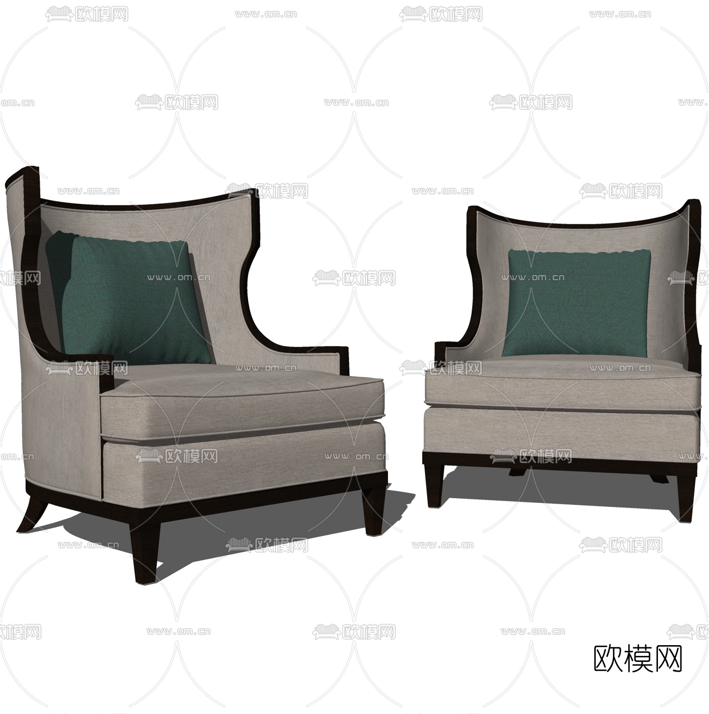欧式布艺单人沙发su模型下载