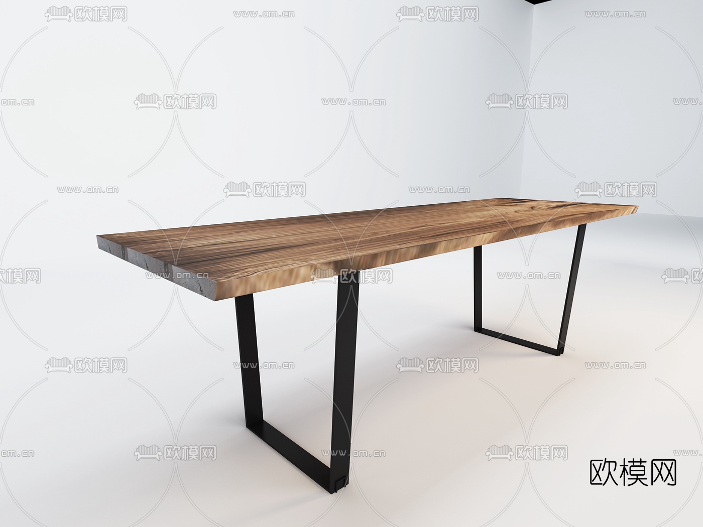 意大利Riva1920品牌 现代原木长方形餐桌3d模型下载（渲染图1）