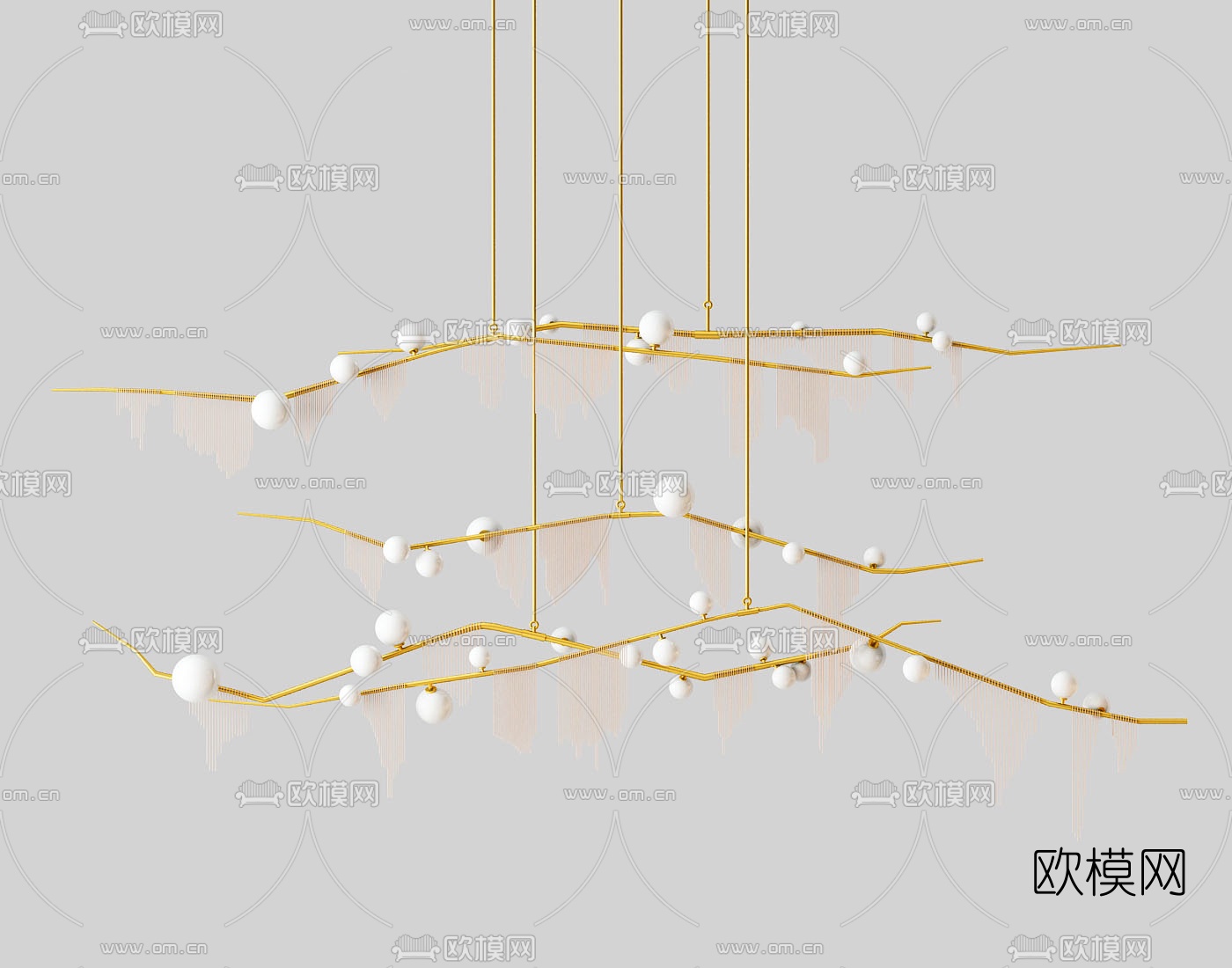 现代金属枝状装饰吊灯3d模型下载