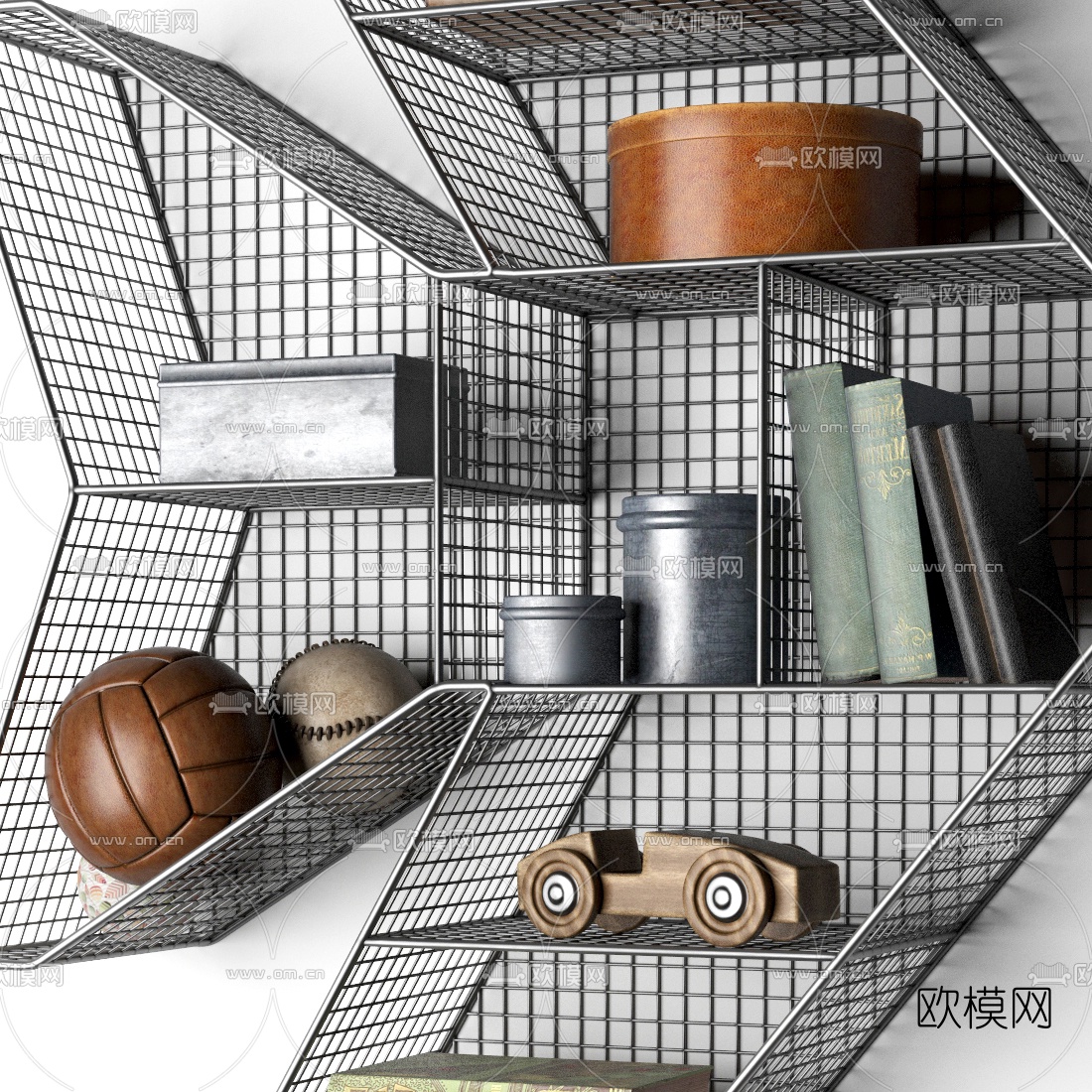 工业风飞机造型网格壁架3d模型下载（渲染图3）