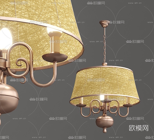 欧式金属吊灯3d模型下载