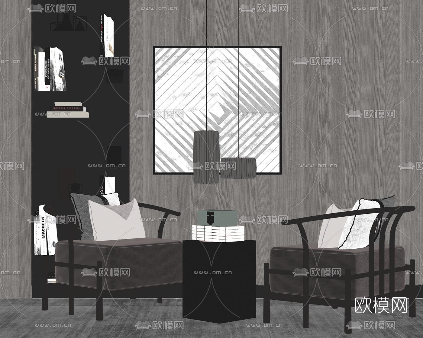 新中式轻奢休闲椅su模型下载（渲染图2）